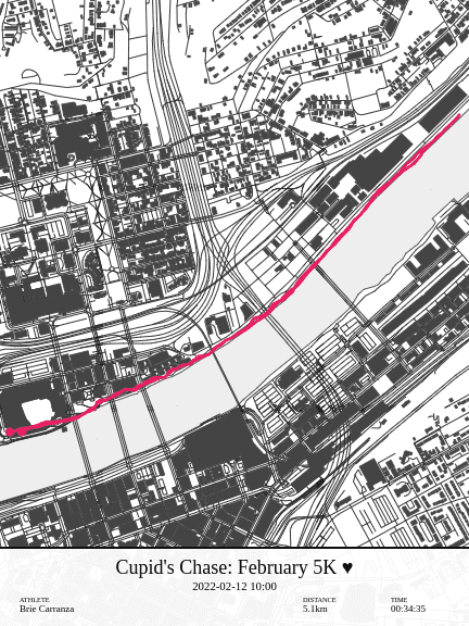 Map of February 2022 5K in Pittsburgh courtesy of Cartorion.com